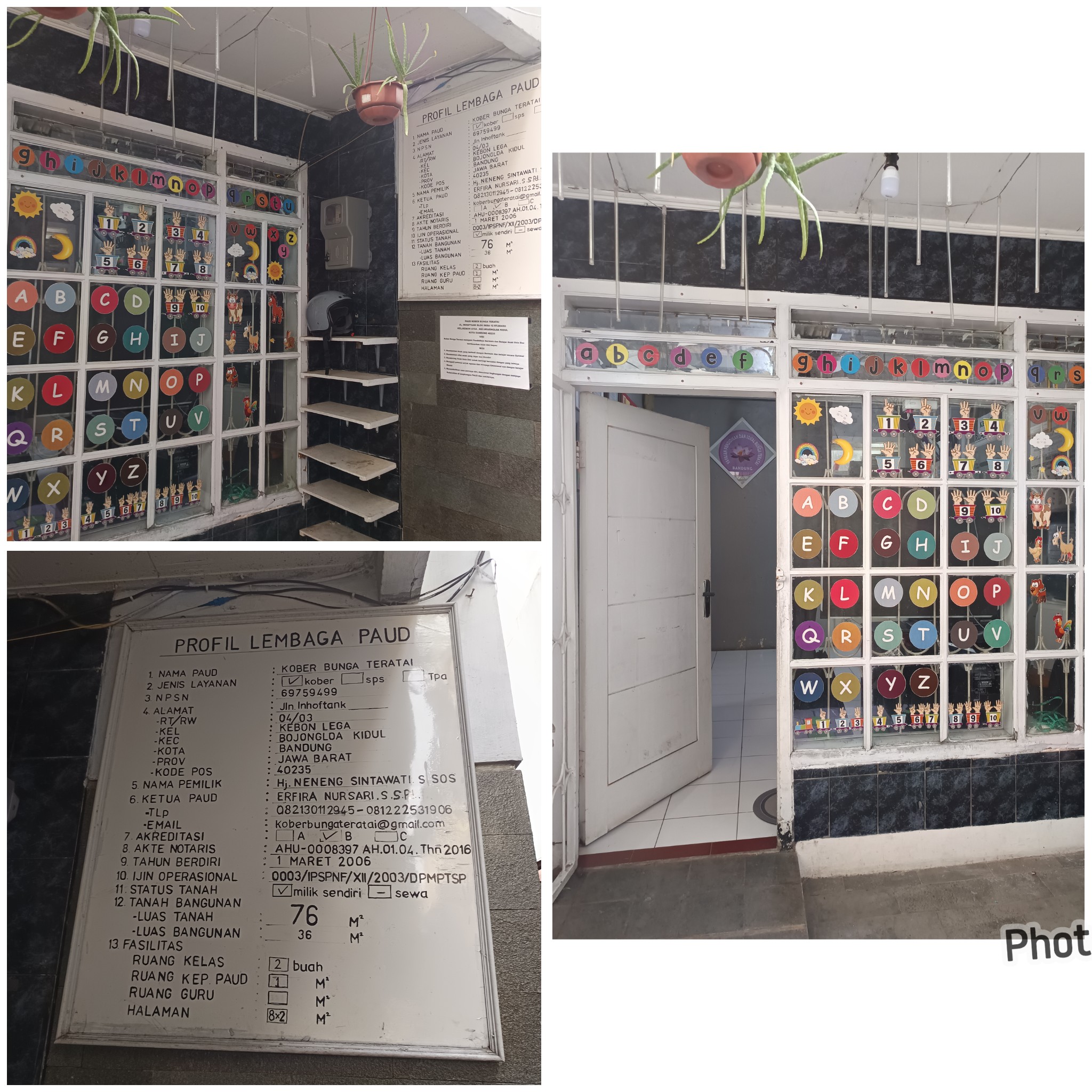 1. gedung sekolah , 2 . plang sekolah, 3. gedung utama sekolah