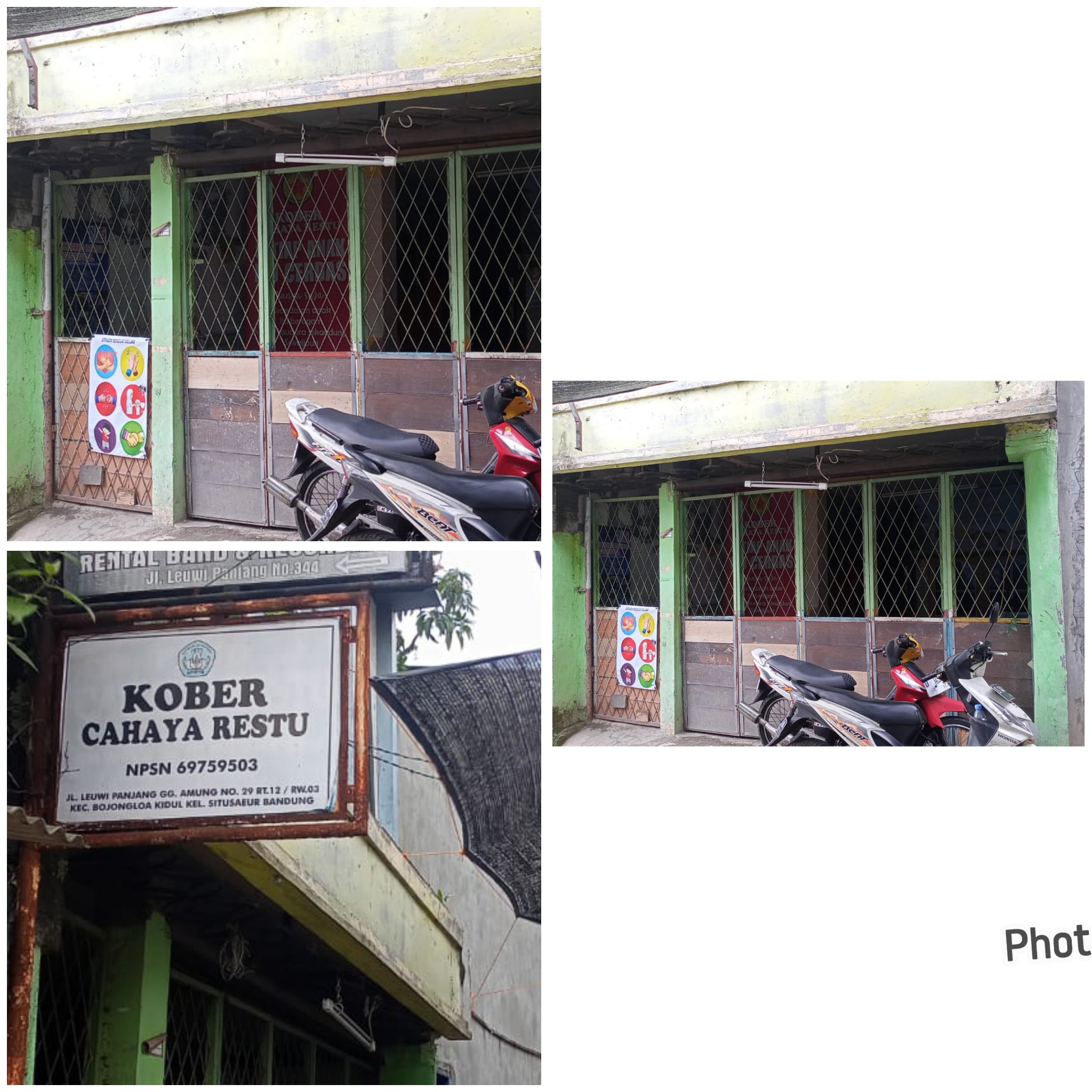 1. gedung sekolah , 2 . plang sekolah, 3. gedung utama sekolah