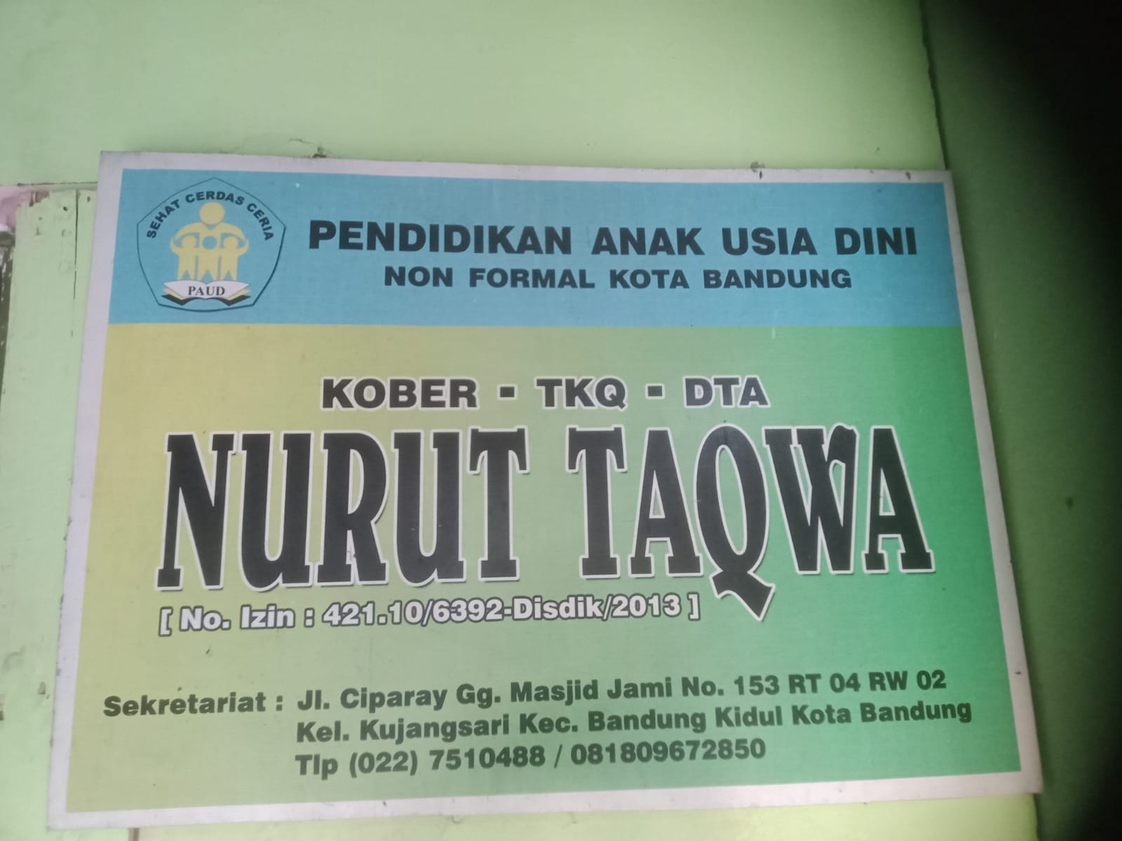 Foto kegiatan B, Plang sekolah