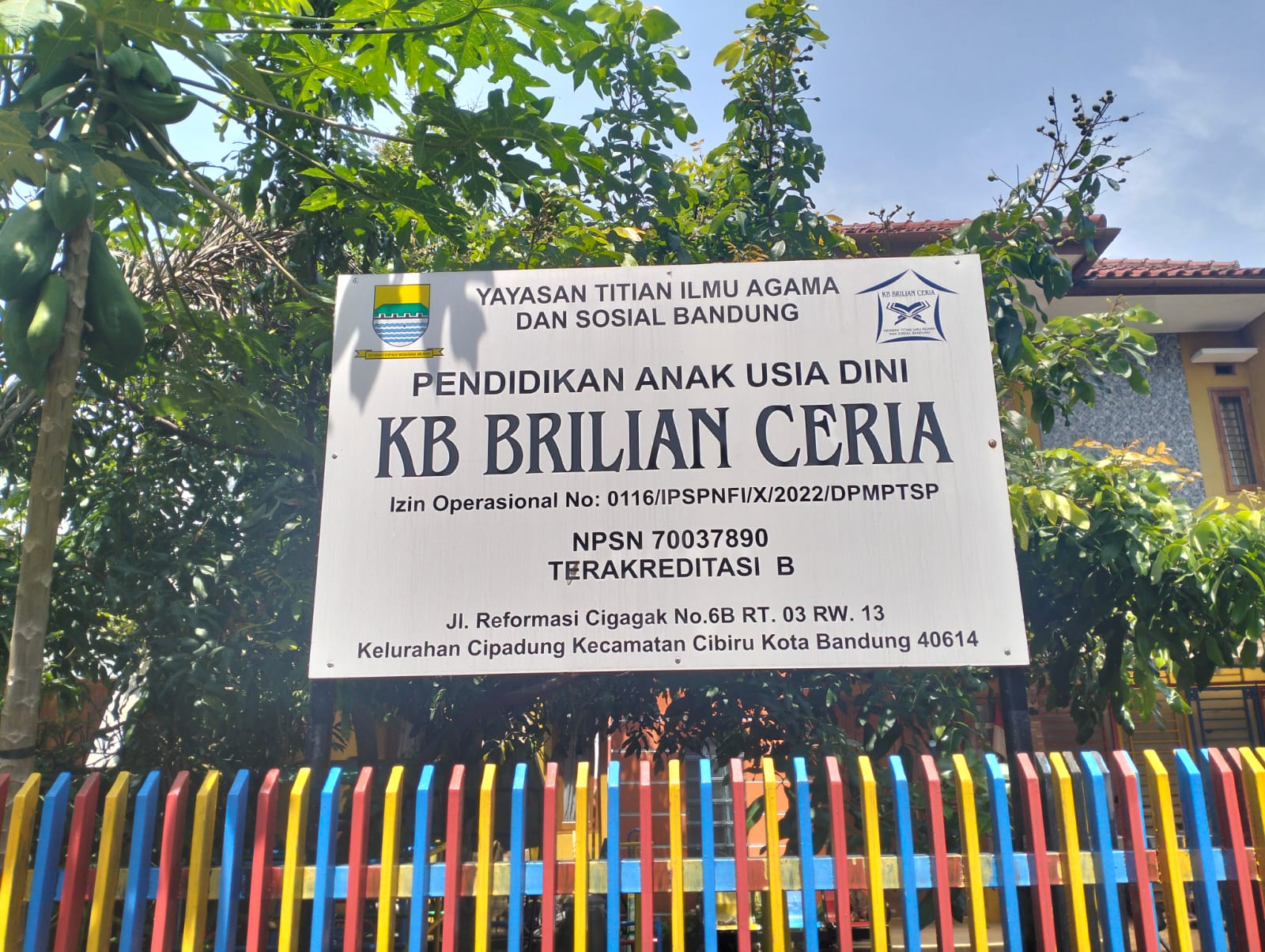 Foto Plang Sekolah KB Brilian Ceria